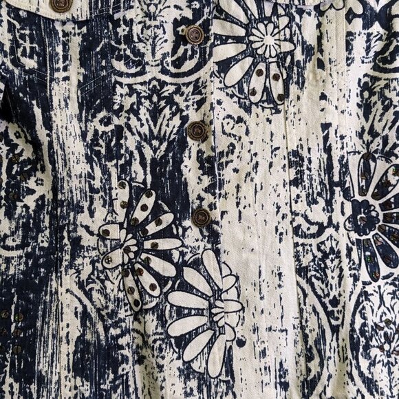 Gaudy Couture Jacket Size Medium M Womens Navy Blue Cotton Sequins Metal Buttons - Picture 5 of 12